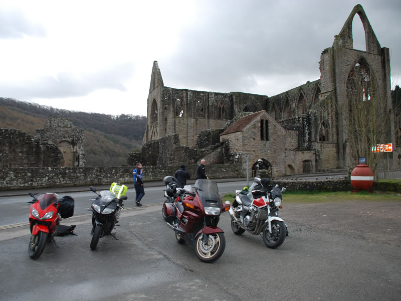 Bikes stopped at Tintern Abbey